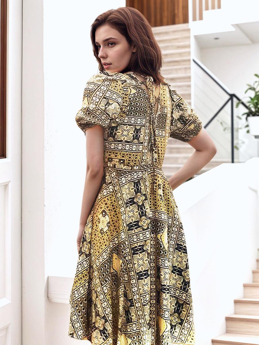 Print A-Line Midi Dress