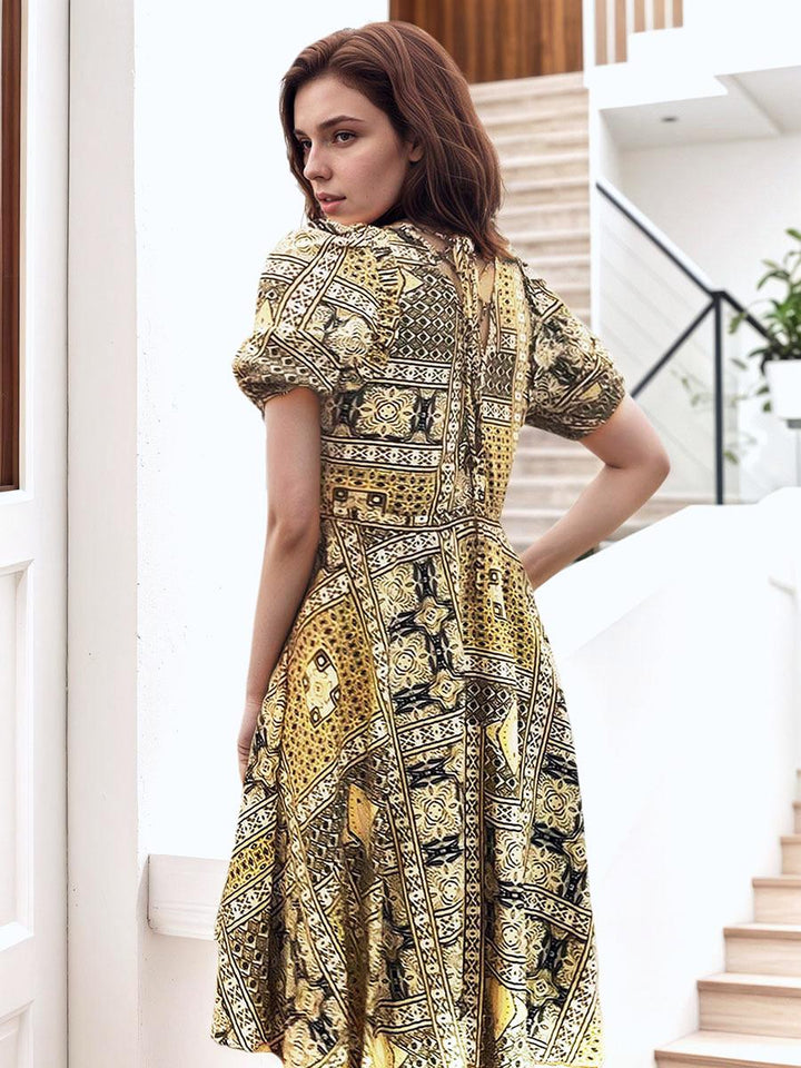 Print A-Line Midi Dress