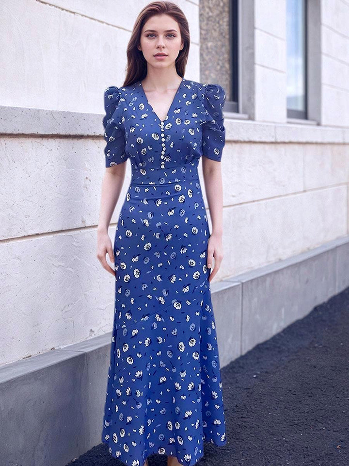 Elegant Button Print Dress