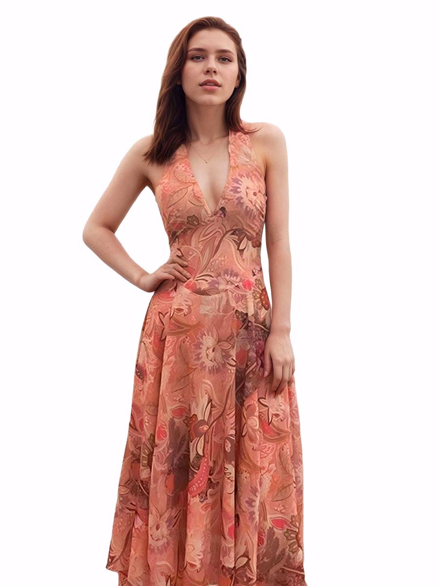 Floral Halter Midi Dress