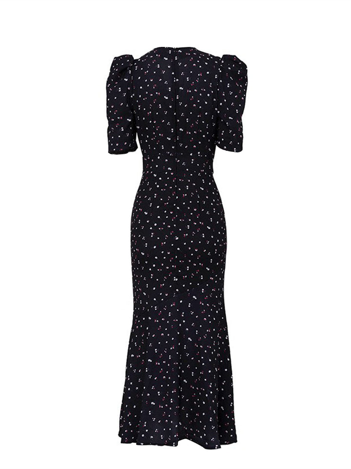 Elegant Button Print Dress