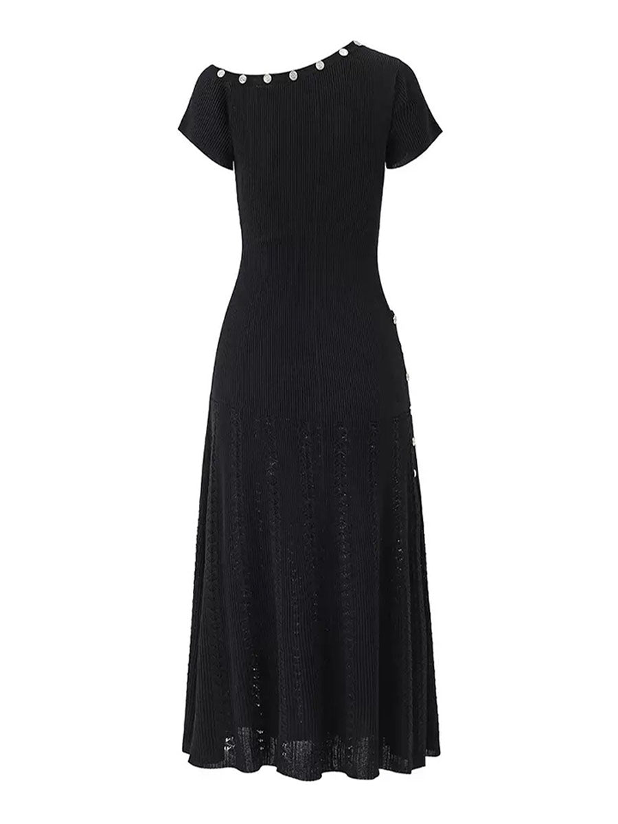 Asymmetric Shoulder Knit Dress
