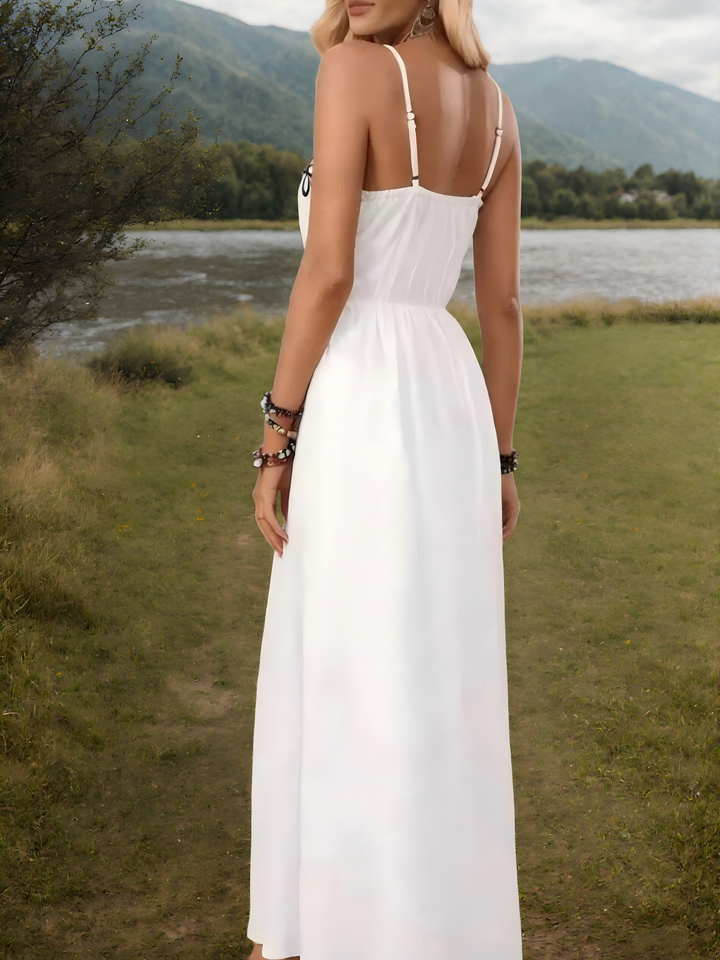 Embroidered Spaghetti-Strap Dress