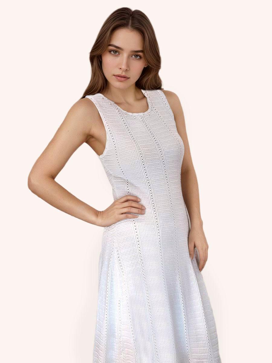 Solid Bright Lines Pleated Dress