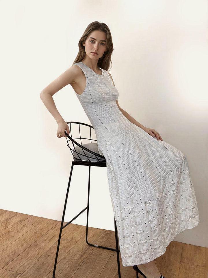 Solid Bright Lines Pleated Dress