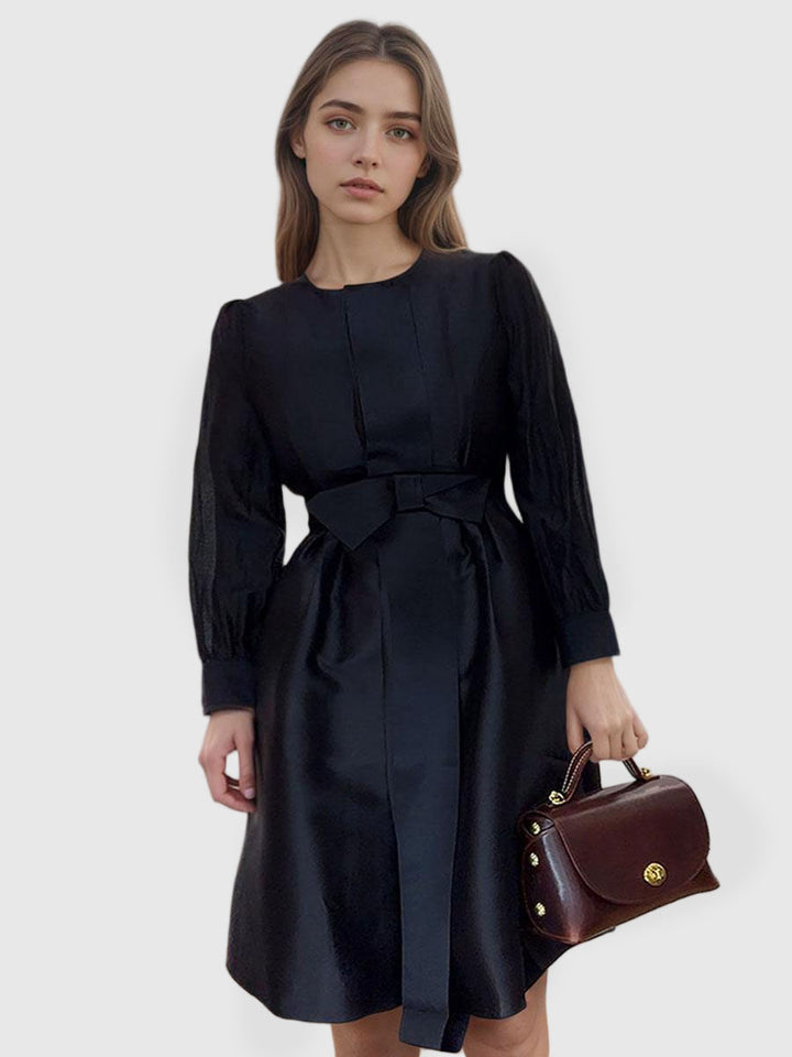 Vintage-Inspired Satin Bow Tie Dress