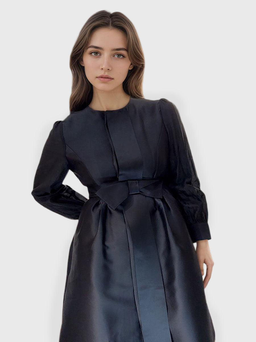 Vintage-Inspired Satin Bow Tie Dress