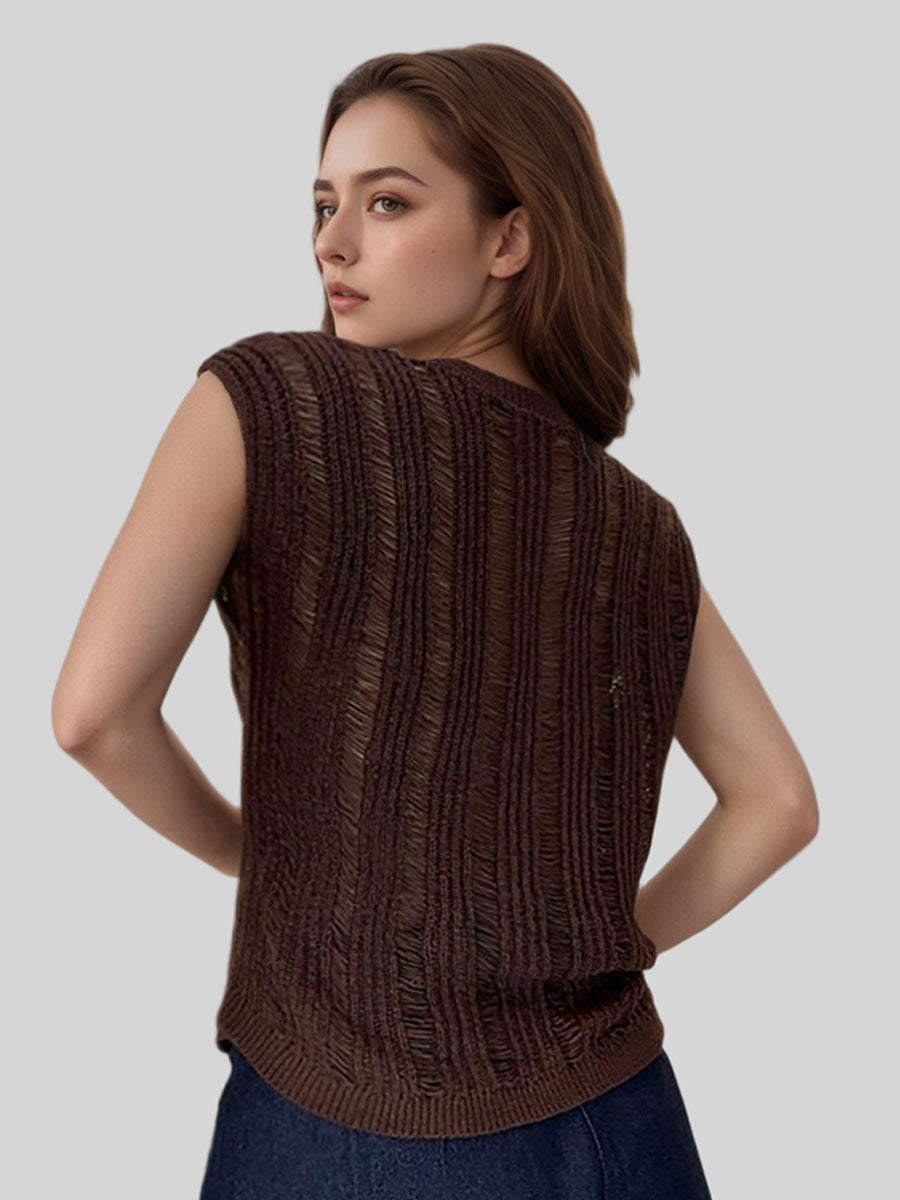 Casual Hollow Knit Top