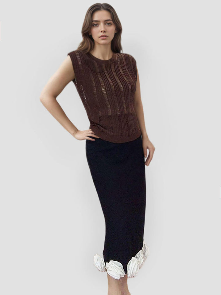 Casual Hollow Knit Top