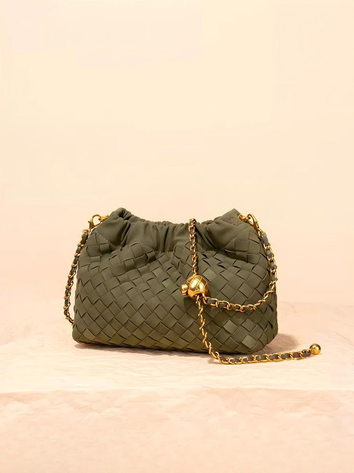 Woven Suede Bag with Adjustable Shoulder Strap