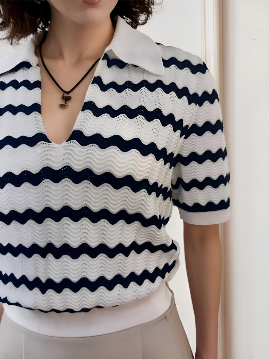 Striped V-neck Sweater