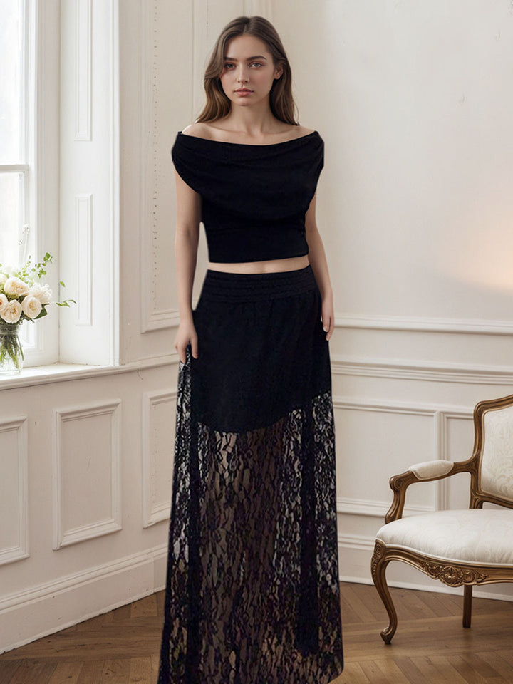 Embroidery Lace Long Skirt