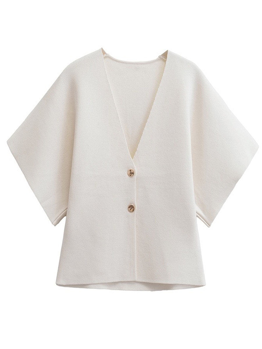 Double Button V-neck Knit Cardigan