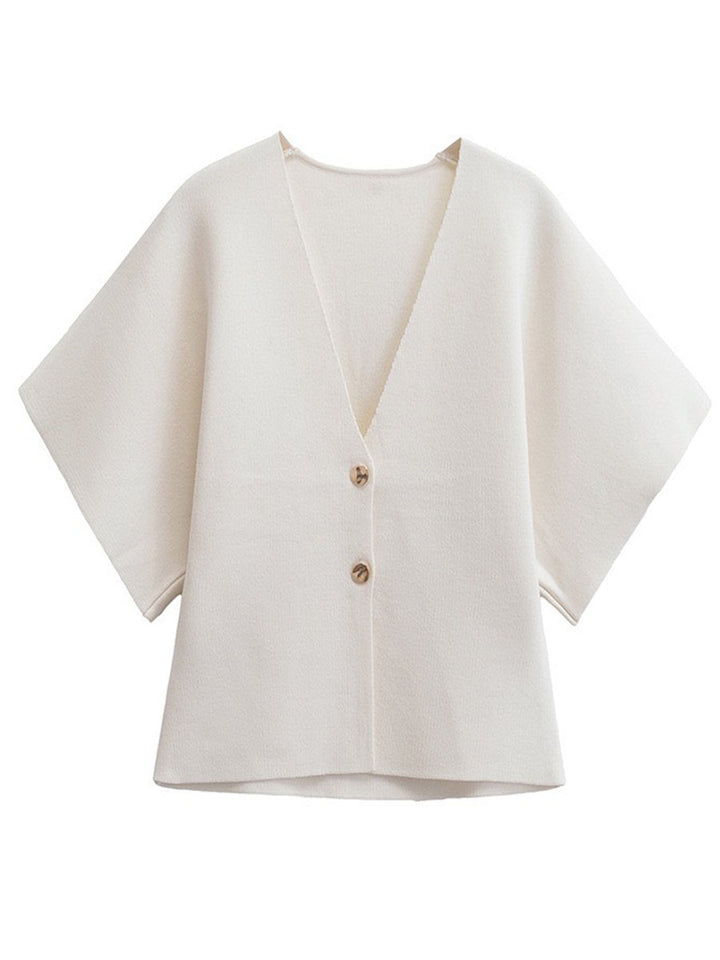 Double Button V-neck Knit Cardigan