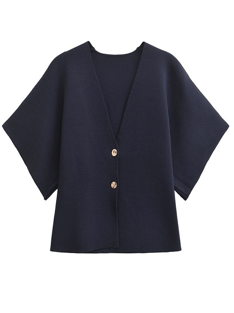 Double Button V-neck Knit Cardigan