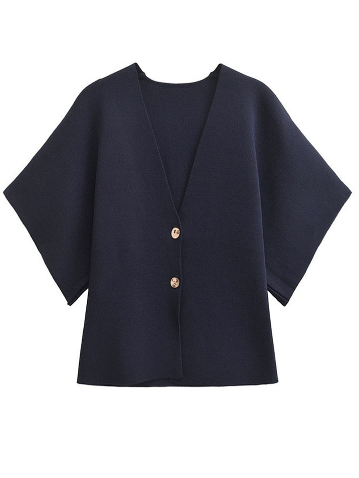 Double Button V-neck Knit Cardigan