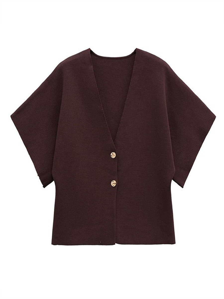 Double Button V-neck Knit Cardigan