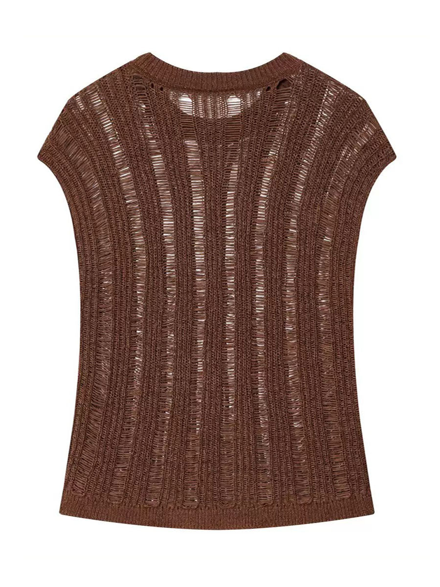 Casual Hollow Knit Top