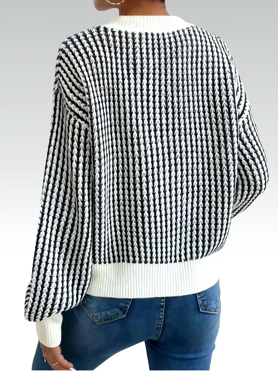Loose-Fit Two-Tone Striped Knit Top