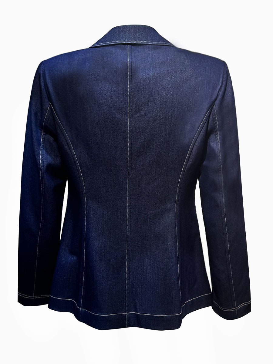 Cinched Wais Button Denim Jacket