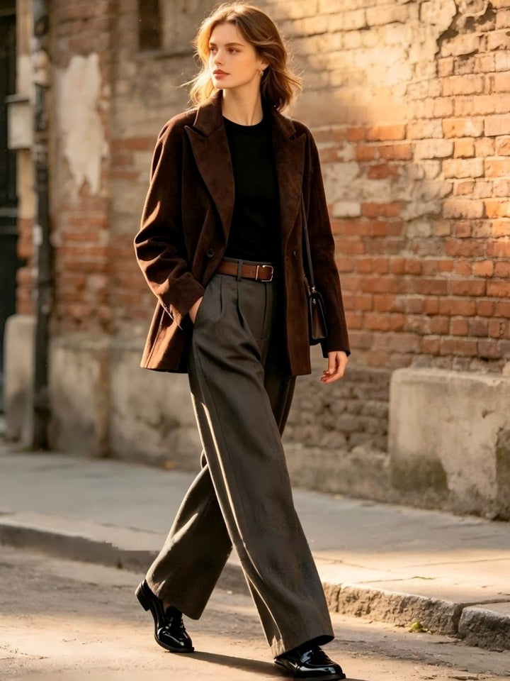 Suede Fitted Blazer