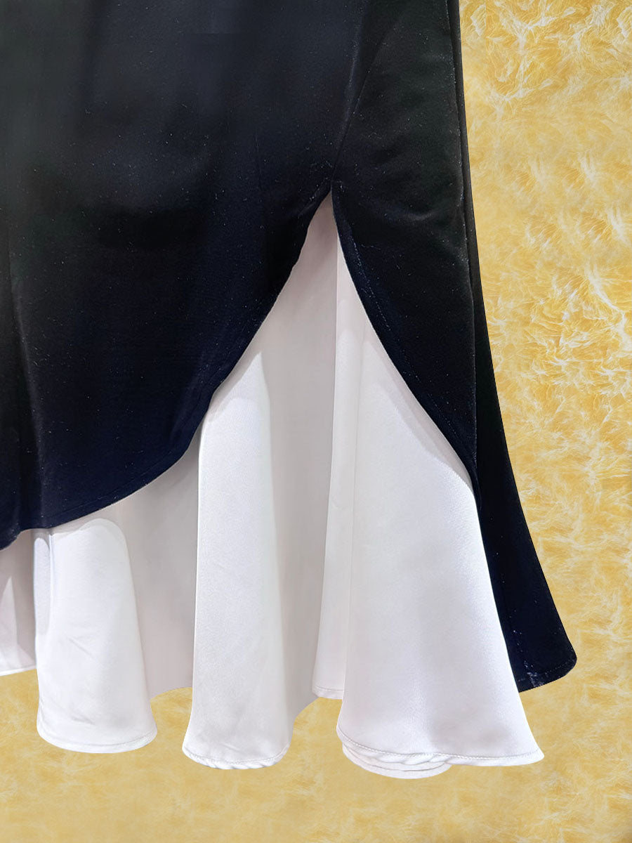 Velvet Patchwork A- Mini Skirt