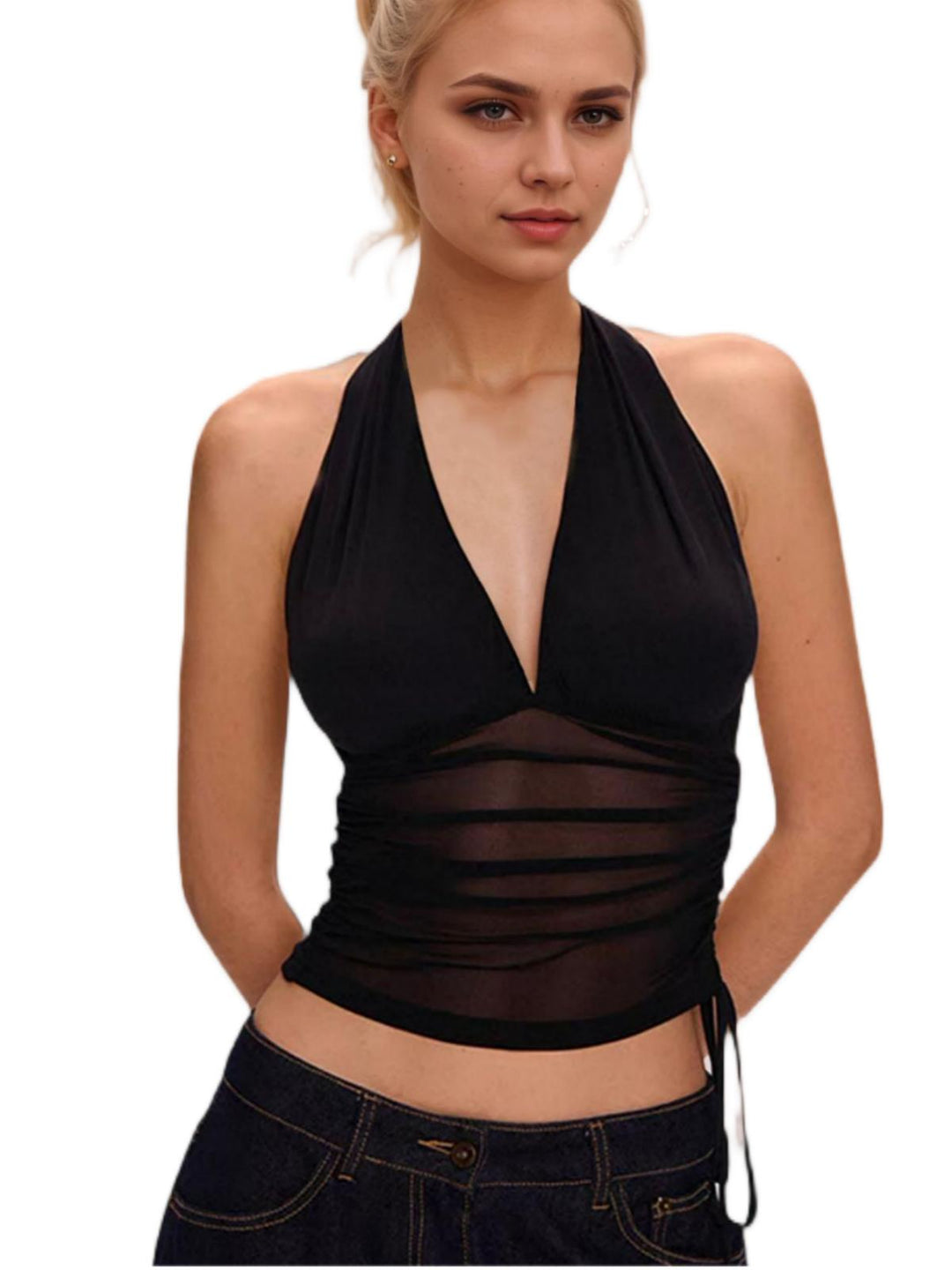 Halter Ruched Crop Top
