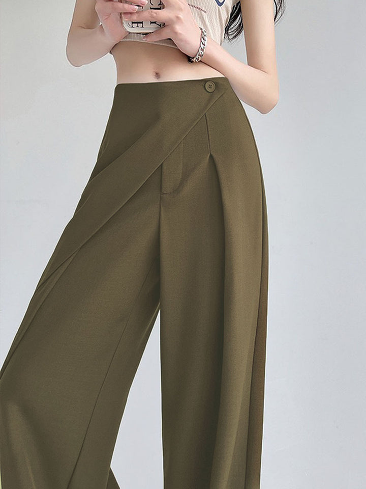 Solid Color Loose Fit Casual Pants