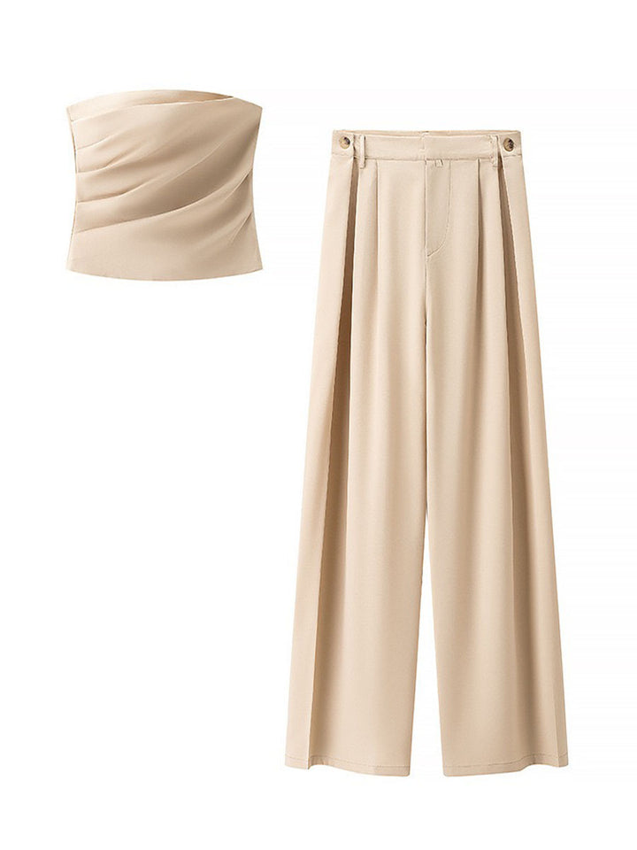 Linen Blend Wide-Leg Pants Sets