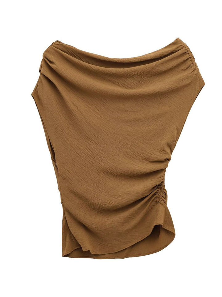 Asymmetrical Neck Sleeveless T-Shirt