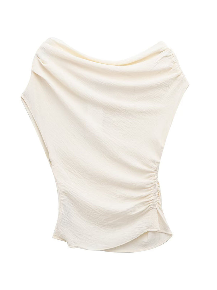 Asymmetrical Neck Sleeveless T-Shirt