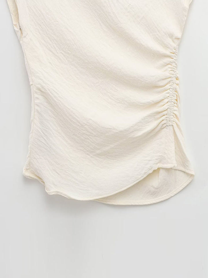 Asymmetrical Neck Sleeveless T-Shirt