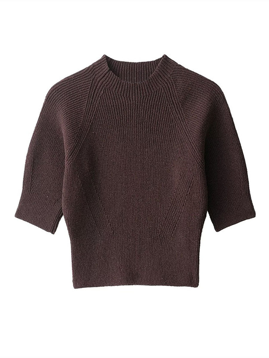 Wool-blend short-sleeve top