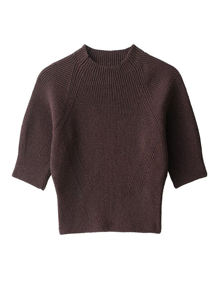 Wool-blend short-sleeve top