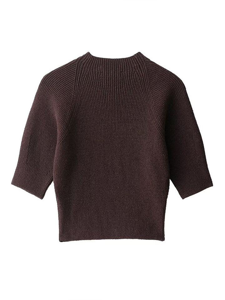 Wool-blend short-sleeve top