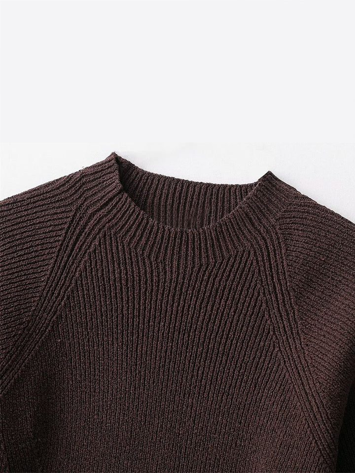 Wool-blend short-sleeve top