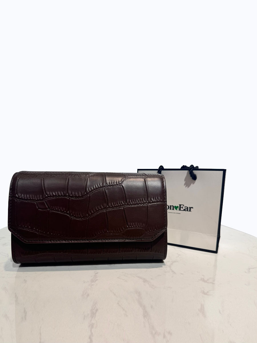 Checkered Leather Chain Handbag HONEEAR