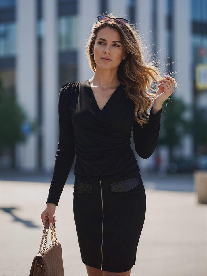 Ruched Front  Crossover Blouse