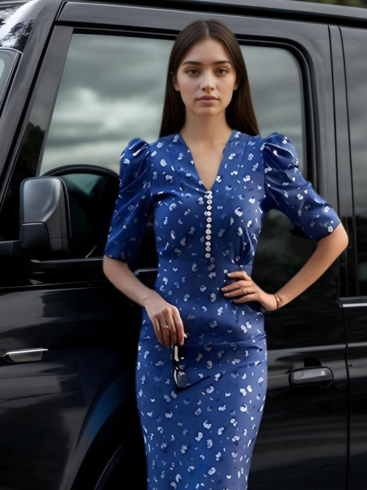 Elegant Button Print Dress
