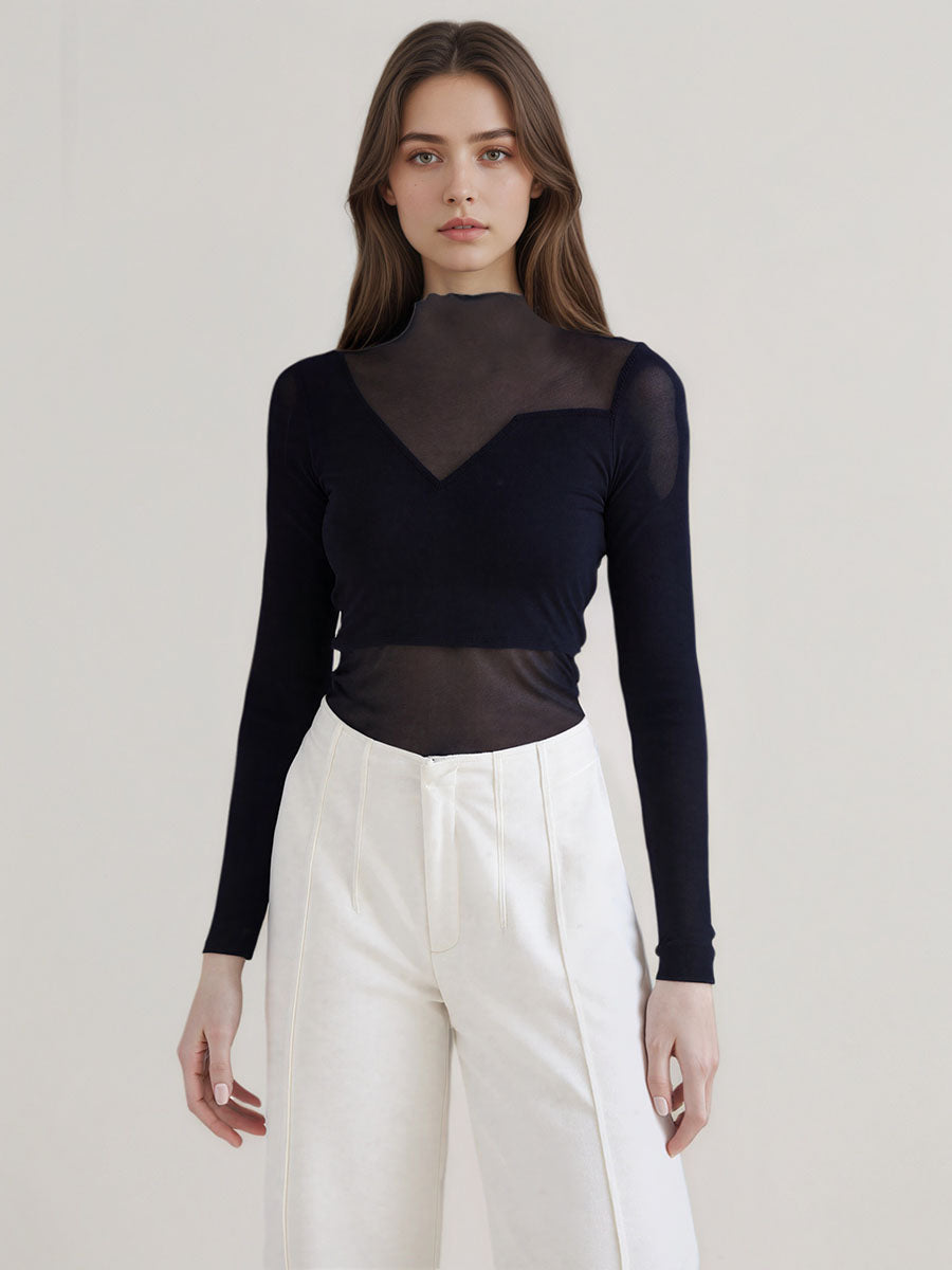 Elegant Seamed Wide-Leg Pants