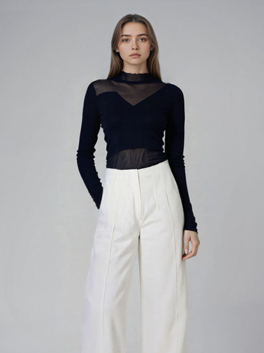 Elegant Seamed Wide-Leg Pants