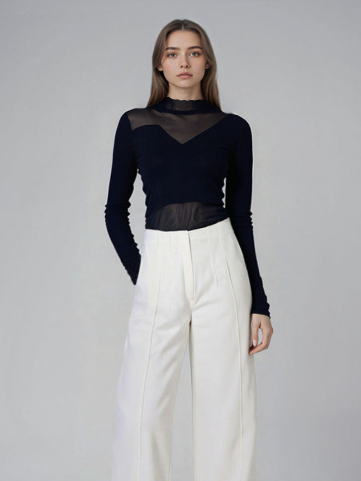 Elegant Seamed Wide-Leg Pants