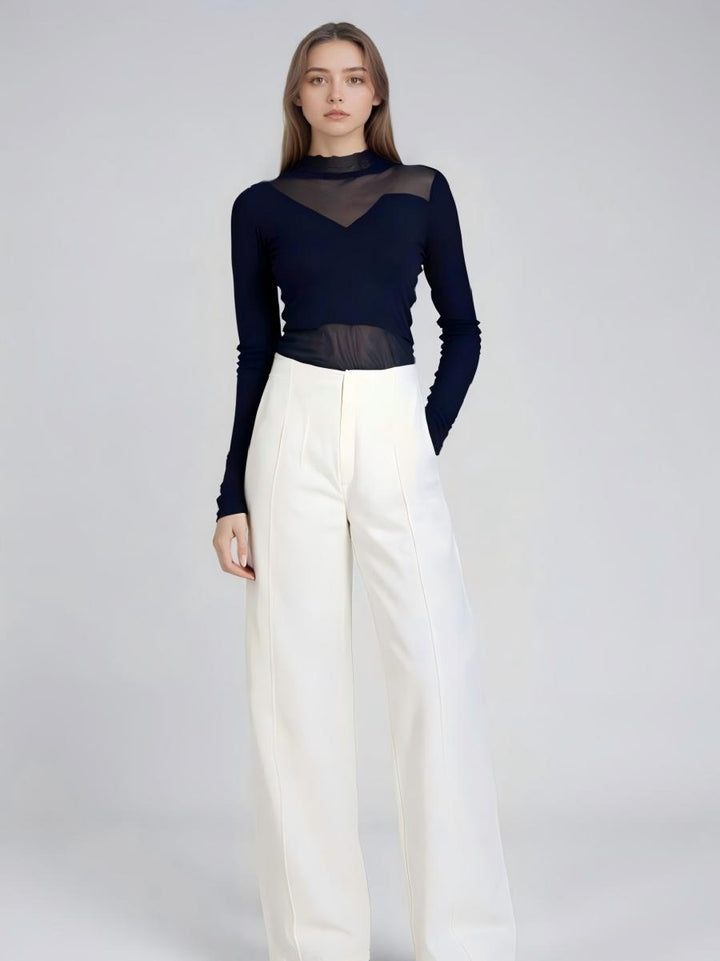 Elegant Seamed Wide-Leg Pants