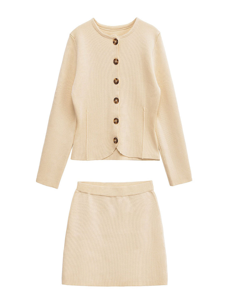 Elegant High-Waist Ribbed Knit Skirt
