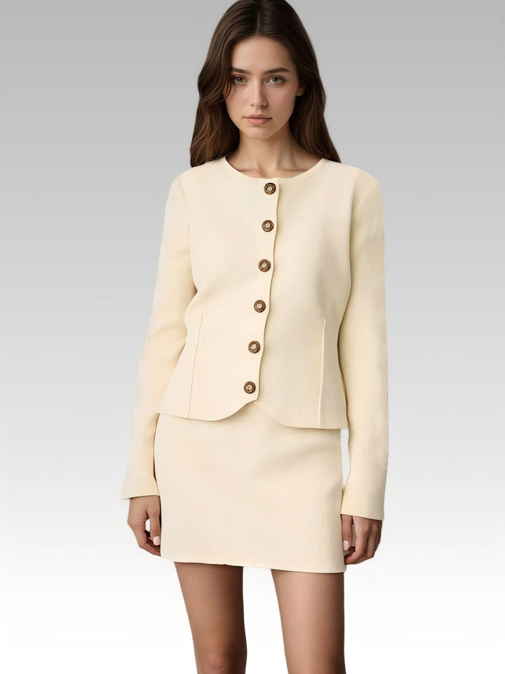 Elegant High-Waist Ribbed Knit Skirt