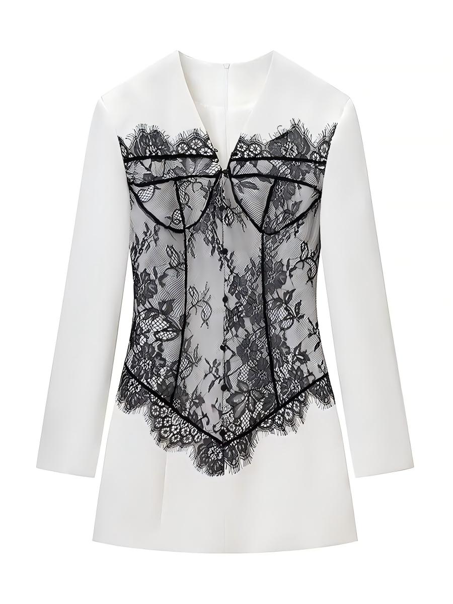 Lace Stitching Coat Dress