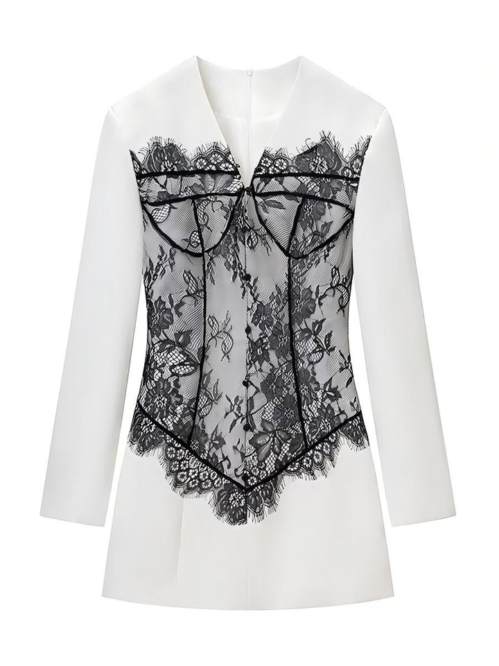 Lace Stitching Coat Dress