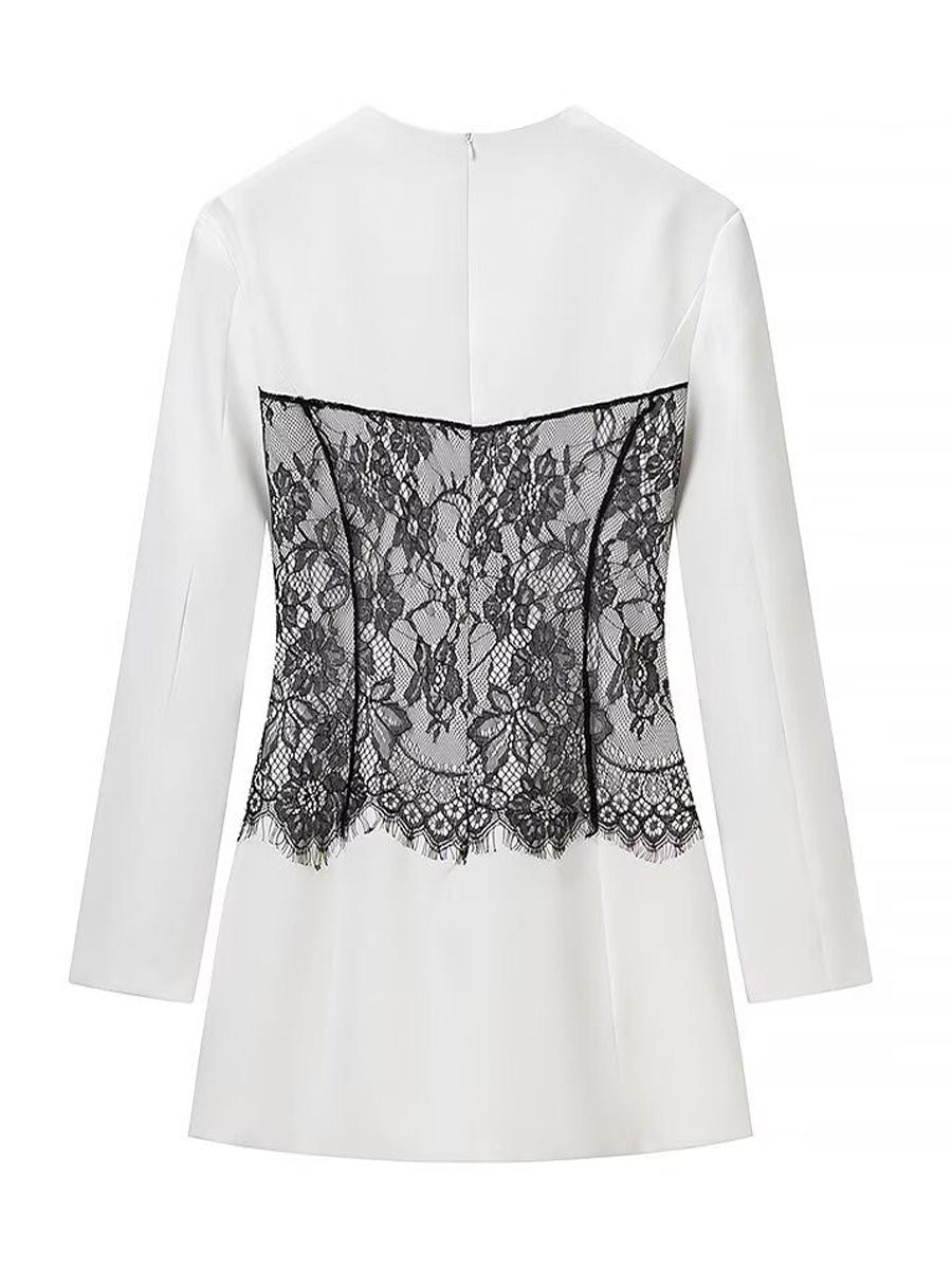 Lace Stitching Coat Dress
