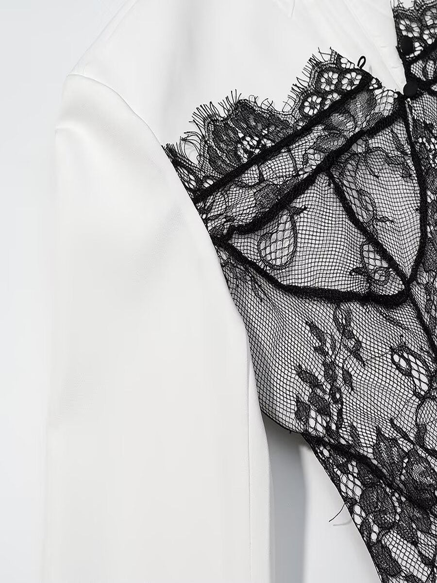 Lace Stitching Coat Dress