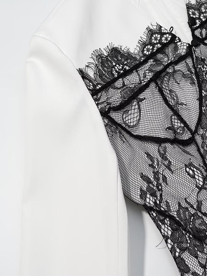 Lace Stitching Coat Dress